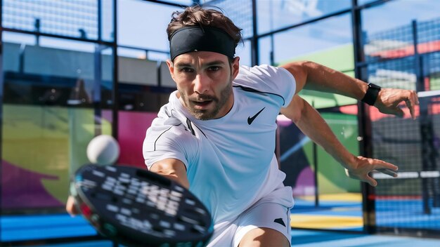 Photo un homme qui joue au padel.