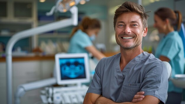 L'homme recouvert de laboratoire avec une machine