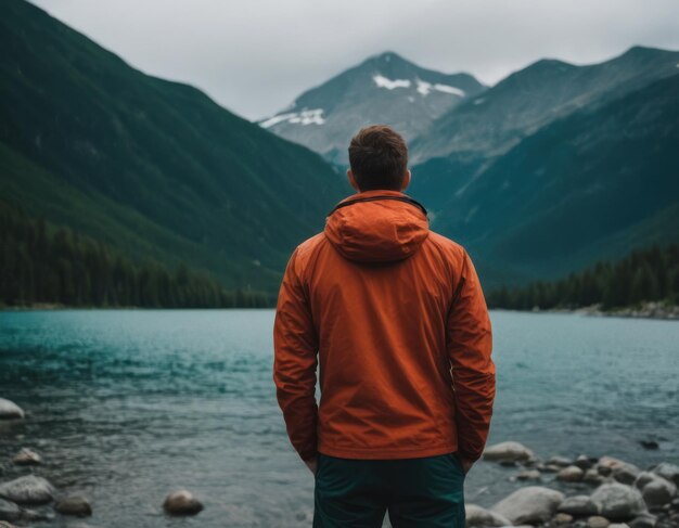 un homme regarde l'eau