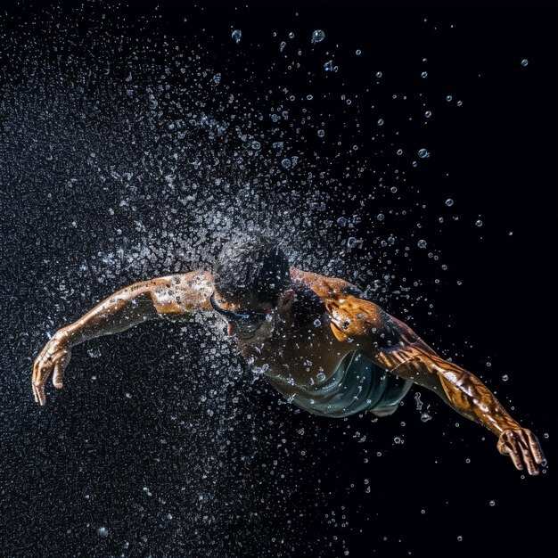 Photo un homme saute dans l'eau.