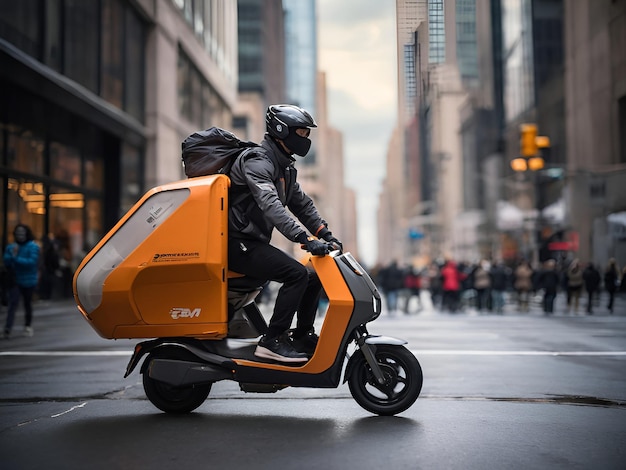 Photo un homme sur un scooter à new york