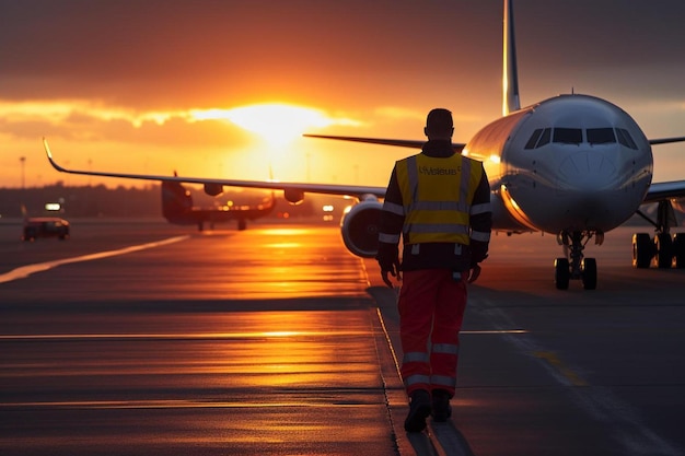 Photo un homme se dirige vers un avion qui a le mot 