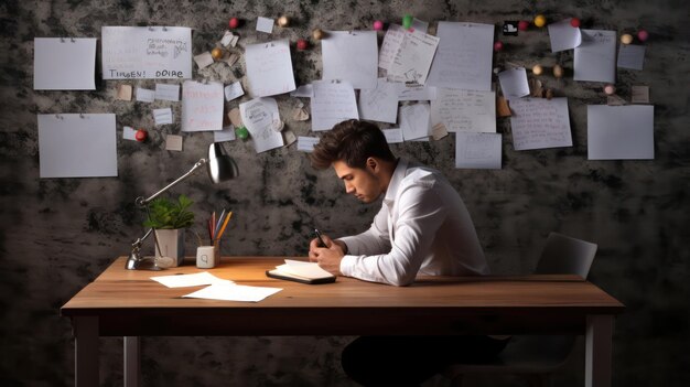 Un homme se lance avec impatience dans l’écriture