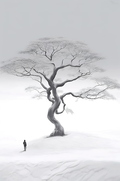 Un homme se tient devant un arbre qui a un gros tronc.