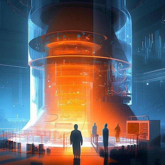 Photo un homme se tient devant une grande structure spatiale avec un grand réservoir qui dit 'le mot' dessus '
