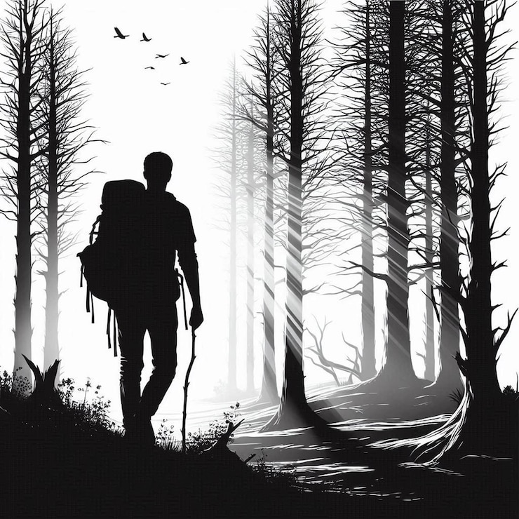 Photo un homme seul qui marche dans la forêt