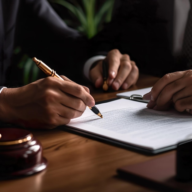 Un homme signant un document avec un stylo