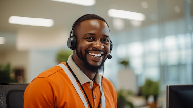 Un homme souriant à la caméra avec un casque