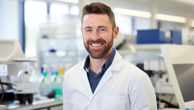 un homme souriant dans un laboratoire