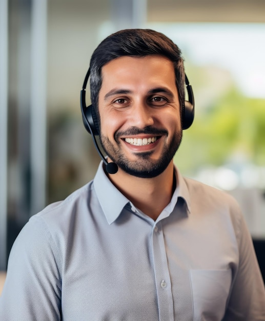 Un homme souriant portant un casque