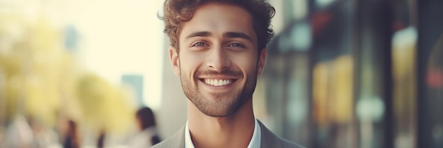 un homme souriant avec un sourire blanc et un sourire