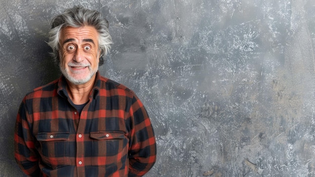 Photo un homme avec un sourire nostalgique et des yeux brumeux qui rappellent des souvenirs chers.