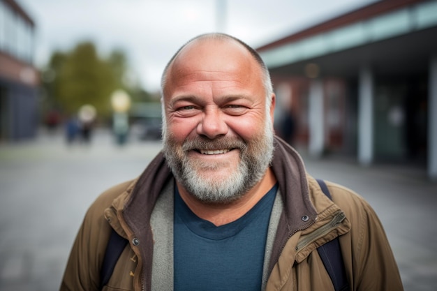 un homme sourit à la caméra