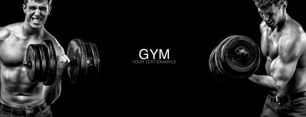 Homme sportif et en forme avec un haltère faisant de l'exercice sur fond noir pour rester en forme Exercice et motivation physique