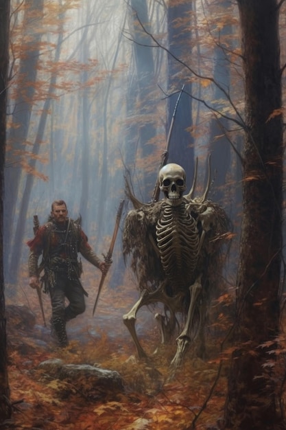 Un homme et un squelette