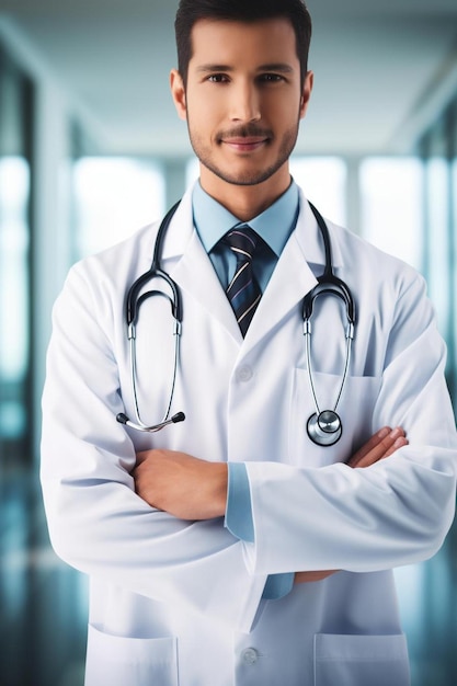 un homme avec un stéthoscope sur le cou