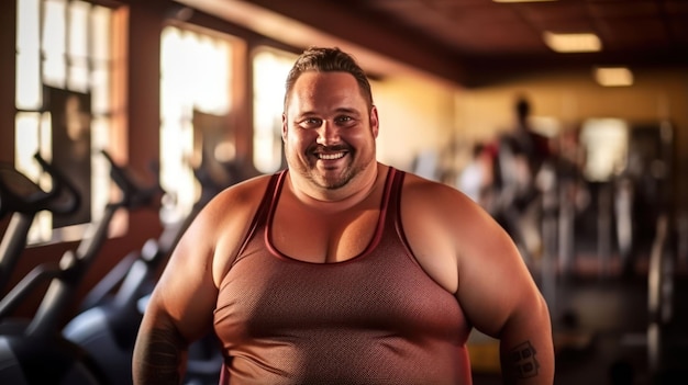 Un homme de taille plus fait du fitness au gymnase.