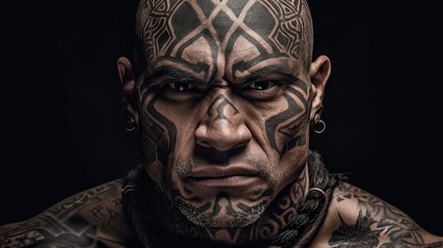 Un homme avec des tatouages sur son visage