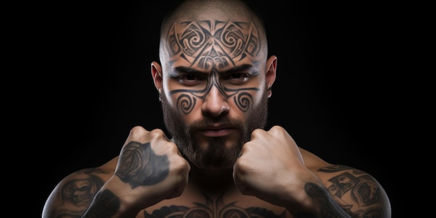 Un homme tatoué sur le visage