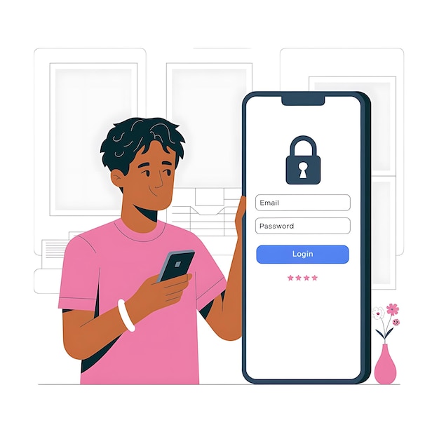un homme tenant un téléphone avec un verrou dessus