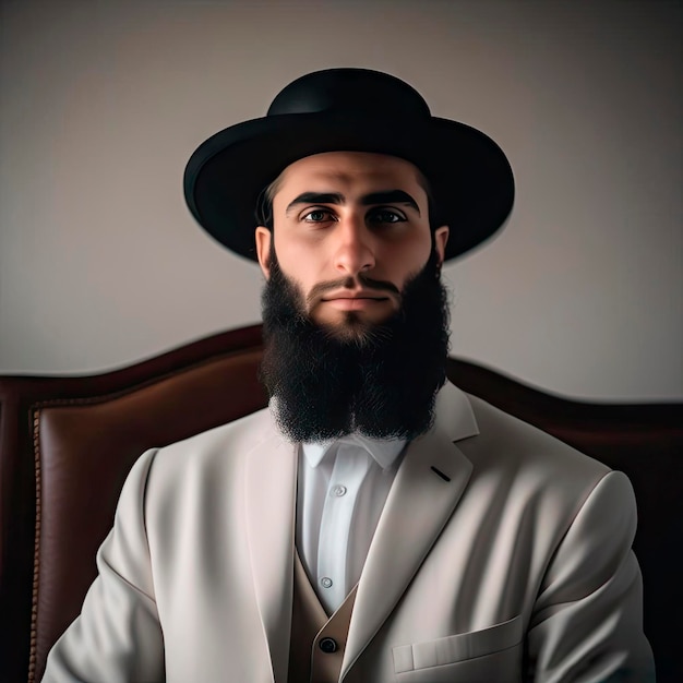 Un homme en tenue juive traditionnelle avec une posture digne