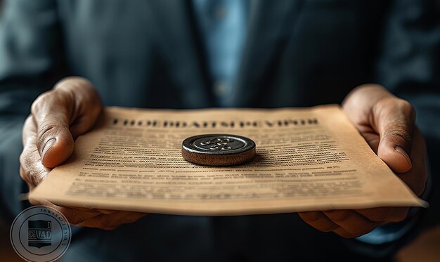 Photo un homme tient un morceau de papier avec le mot seussel dessus