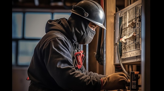 Un homme travaillant sur une alimentation électrique