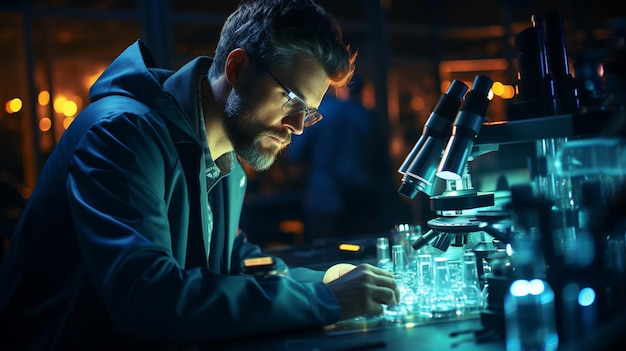 Un homme travaillant dans un laboratoire scientifique