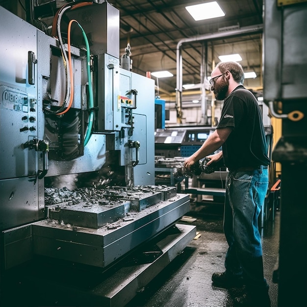 Un homme travaillant sur une machine de fabrication