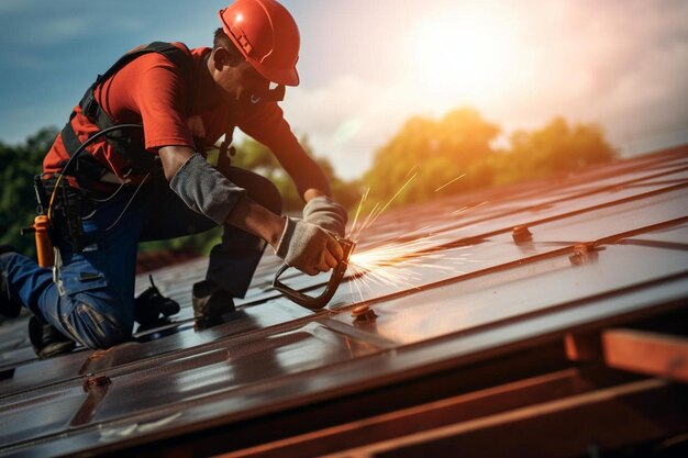 un homme travaillant sur un objet métallique avec le mot dessus