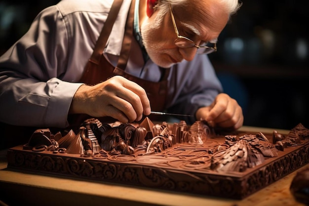 un homme travaillant sur une oeuvre d'art