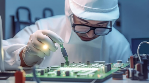 Un homme travaillant sur un ordinateur avec une casquette.