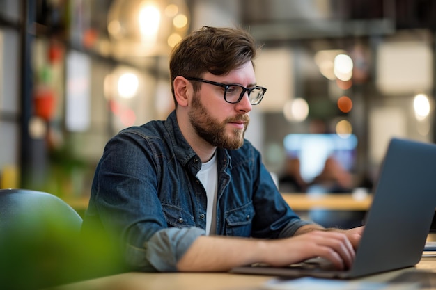 Homme travaillant sur un ordinateur portable