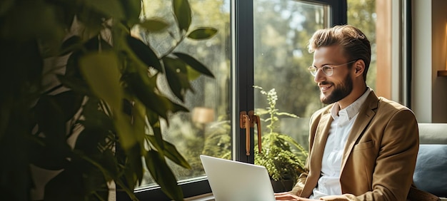 Un homme travaillant sur un ordinateur portable