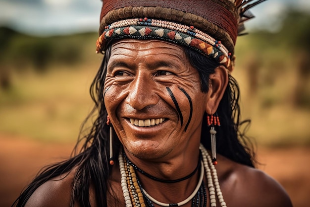 Un homme de la tribu avec le nom omo sur sa tête