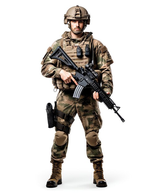 Photo un homme en uniforme militaire tenant une arme à feu