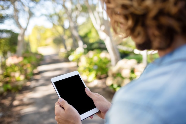 Homme, utilisation, tablette numérique