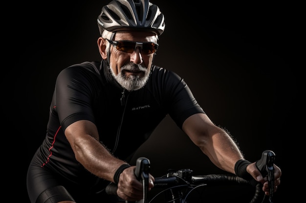 Homme à vélo dans la rue de la ville aux heures de pointe sur fond flou