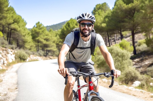 Un homme à vélo à l'extérieur