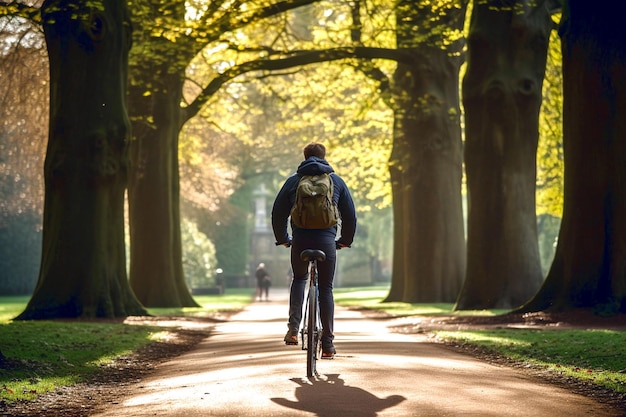 Un homme à vélo à l'extérieur