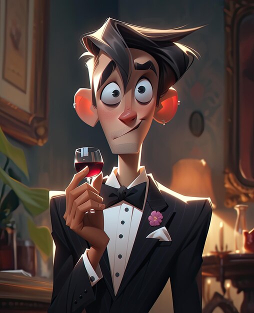 Un homme avec un verre de vin.