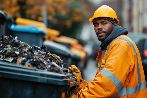 Photo un homme avec une veste jaune et un casque jaune