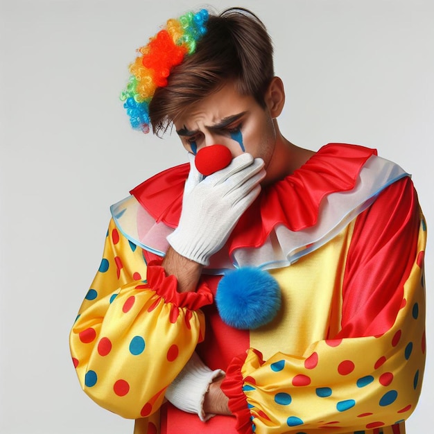 Photo un homme vêtu de clown sur un fond blanc