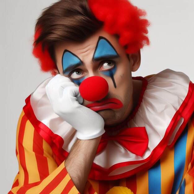 Photo un homme vêtu de clown sur un fond blanc