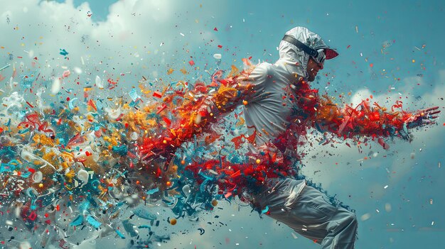 Photo un homme vibrant plongeant dans des couleurs explosives concept artistique