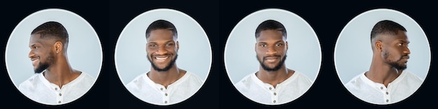 Homme visage collage publicité flyer avatar portrait personnes émotion ensemble de différents gars headshot