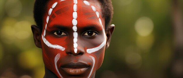 un homme avec un visage peint avec la peinture du visage du soleil