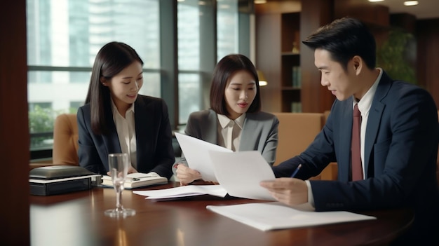 Photo des hommes d'affaires asiatiques travaillant au bureau.