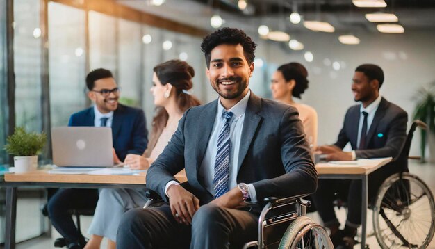 Photo des hommes d'affaires en fauteuil roulant