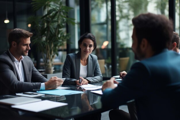 Des hommes d'affaires lors d'une réunion de bureau